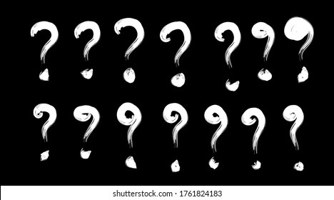 Hand drawn grunge question mark. Question mark vector set.  Question mark doddle set.