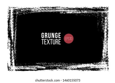 Hand drawn grunge rectangular shape. Black paint strokes as graphic resources. Ink brush painted backdrop with copy space.