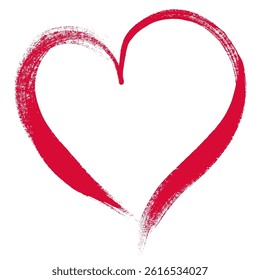 Hand Drawn Grunge Red Heart Icon. Creative love sign with rough edges. Abstract freehand doodle shape of heart. Highlight splash