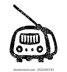 Hand drawn Grunge retro vintage radio