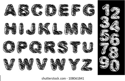 Hand drawn grunge scribble vector typeface