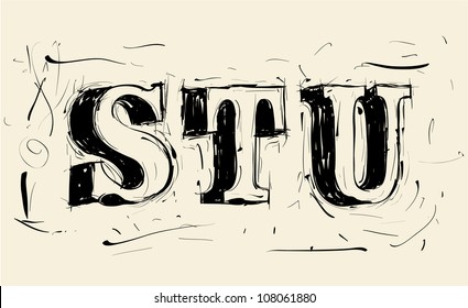 Hand drawn grunge scribble vector typeface