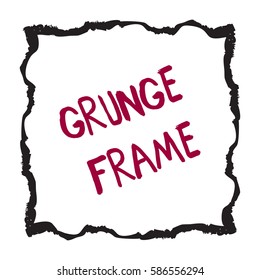 Hand drawn grunge square. Doodle shape with text isolated on white background. Vector illustration. Textured frame hand painted with crayon. Abstract brush graphic design element.
