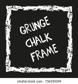 Hand drawn grunge square frame. Abstract textured border. Hand painted with pastel crayons. Chalk graphic design element for web, poster, card, invitation. Ornamental doodle shape. Vector illustration