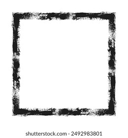 Handgezeichnete Rechteckrahmen aus Grunge-Quadraten. Leere Tintenpatrone. Rechteckrahmen mit trockenem Pinsel gezeichnet. Texturierter quadratischer Stempelabdruck aus Gummi. Schmutznotgrenze isoliert auf Hintergrund