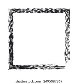 Hand drawn Grunge square rectangle frames. Ink empty black box. Rectangle border drawn by dry brush. Textured Rubber square stamp imprint. Dirt distress border isolated on background