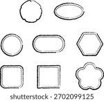 Hand Drawn Grunge Stamp Frame Set (Various Shapes) Vector Art: Sketchy Border and Retro Seal Outlines