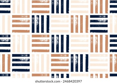 Dibujado a mano estilo grunge tejiendo patrón sin fisuras. Textura de mimbre Vector. Impresión simple geométrica. Estampado moderno para textil, tela, Fondo de pantalla, envoltura, scrapbook y embalaje