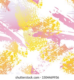 Hand Drawn Grunge Surface. Chalk Coal and Paint Print. Seamless Pattern. Artistic Summer Splash Trends Motif. Black and White Watercolor Overlay Surface. Abstract Brush Vector illustration.