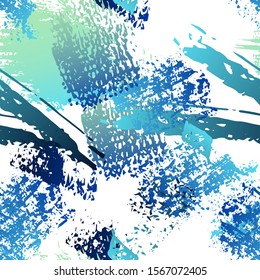 Hand Drawn Grunge Surface. Chalk Coal and Paint Print. Seamless Pattern. Splash Trends Motif. Artistic Cool Black and White Watercolor Overlay Surface. Abstract Brush Vector illustration.