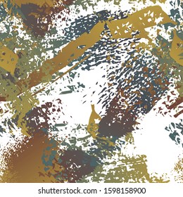 Hand Drawn Grunge Surface. Chalk Coal and Paint Print. Seamless Pattern. Artistic Cool Splash Trends Motif. Black and White Watercolor Overlay Surface. Abstract Brush Vector illustration.