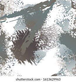 Hand Drawn Grunge Surface. Chalk Coal and Paint Print. Seamless Pattern. Splash Trends Motif. Artistic Cool Black and White Watercolor Overlay Surface. Abstract Brush Vector illustration.