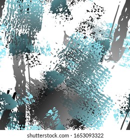 Hand Drawn Grunge Surface. Chalk Coal and Paint Print. Seamless Pattern. Splash Print. Artistic Trending Black and White Watercolor Overlay Surface. Abstract Brush Vector illustration.