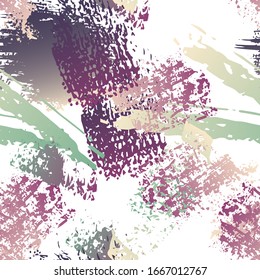 Hand Drawn Grunge Surface. Chalk Coal and Paint Print. Seamless Pattern. Artistic Modern Splash Trends Motif. Black and White Watercolor Overlay Surface. Abstract Brush Vector illustration.