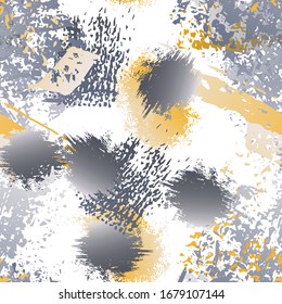 Superficie gruesa dibujada a mano. Impresión de carbón y pintura de alk. Patrón sin inconvenientes. Patrón artístico moderno de plataforma. Superficie superpuesta de color blanco y negro. Ilustración abstracta del vector de pincel.
