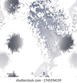 Hand Drawn Grunge Surface. Chalk Coal and Paint Print. Seamless Pattern. Artistic Summer Splatter Pattern. Black and White Watercolor Overlay Surface. Abstract Brush Vector illustration.