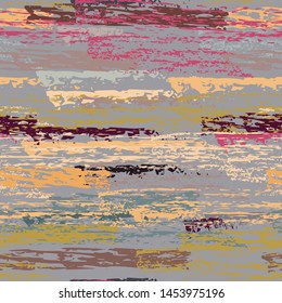 Hand Drawn Grunge Surface. Stripy Chalk Coal Pattern. Seamless Pattern. Chalk Print. Creative Khaki and Camo Backdrop. Art Background Surface. Brush Vector illustration.