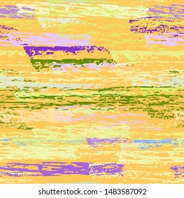 Hand Drawn Grunge Surface. Stripy Chalk Coal Pattern. Seamless Pattern. Chalk Print. Summer Yellow and Green Backdrop. Art Background Surface. Brush Vector illustration.