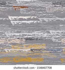 Hand Drawn Grunge Surface. Stripy Chalk Coal Pattern. Seamless Pattern. Summer Chalk Trends Motif. Khaki and Camo Backdrop. Art Background Surface. Brush Vector illustration.