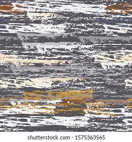 Hand Drawn Grunge Surface. Stripy Chalk Coal Pattern. Seamless Pattern. Chalk Print. Creative Khaki and Camo Backdrop. Art Background Surface. Brush Vector illustration.
