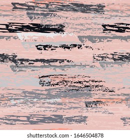 Hand Drawn Grunge Surface. Stripy Chalk Coal Pattern. Seamless Pattern. Sport Chalk Print. Pastel Pink Backdrop. Art Background Surface. Brush Vector illustration.