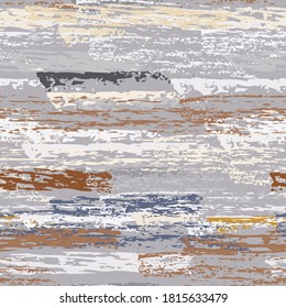 Hand Drawn Grunge Surface. Stripy Chalk Coal Pattern. Seamless Pattern. Summer Chalk Pattern. Khaki and Camo Backdrop. Art Background Surface. Brush Vector illustration.