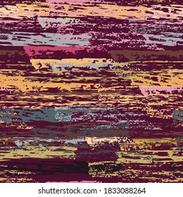 Hand Drawn Grunge Surface. Stripy Chalk Coal Pattern. Seamless Pattern. Modern Chalk Print. Maroon and Burgundy Backdrop. Art Background Surface. Brush Vector illustration.