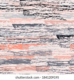 Hand Drawn Grunge Surface. Stripy Chalk Coal Pattern. Seamless Pattern. Chalk Trends Motif. Modern Pastel Pink Backdrop. Art Background Surface. Brush Vector illustration.