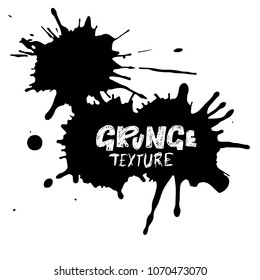 Hand drawn grunge texture. Abstract ink drops background. Black and white grunge illustration. Vector watercolor artwork pattern.