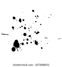 Hand drawn grunge texture. Abstract ink drops background. Black and white grunge illustration. Vector watercolor artwork pattern.