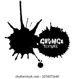 Hand drawn grunge texture. Abstract ink drops background. Black and white grunge illustration. Vector watercolor artwork pattern.