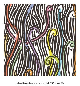 Hand drawn grunge texture. Artistic illustration of rough graphic pattern, ethnic abstract lines, tribal ink symbols. Vector image