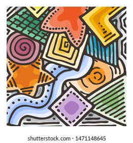 Hand drawn grunge texture. Artistic illustration of rough graphic pattern, ethnic abstract lines, tribal ink symbols. Vector image