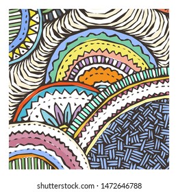Hand drawn grunge texture. Artistic illustration of rough graphic pattern, ethnic abstract lines, tribal ink symbols. Vector image