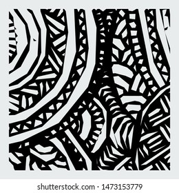 Hand drawn grunge texture. Artistic illustration of rough graphic pattern, ethnic abstract lines, tribal ink symbols. Vector image
