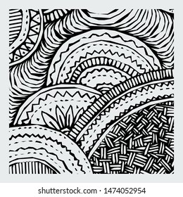 Hand drawn grunge texture. Artistic illustration of rough graphic pattern, ethnic abstract lines, tribal ink symbols. Vector image
