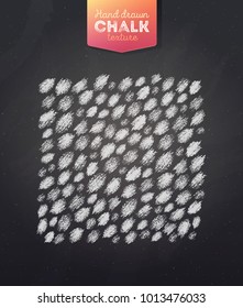 Hand drawn grunge texture created with chalk and charcoal. Chalk mosaic stains on black board.  Vector illustration with polka dots.
