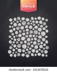 Hand drawn grunge texture created with chalk and charcoal. Chalk mosaic stains on black board.  Vector illustration with polka dots.