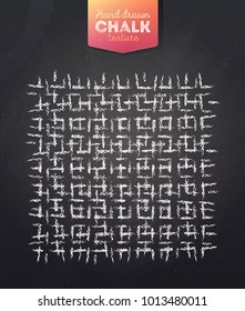 Hand drawn grunge texture created with chalk and charcoal. Chalk checkered dotted stains on black board.  Vector illustration.