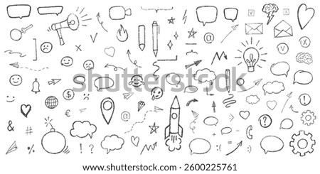Hand drawn grunge texture tick, mark, checkboxes, correct or wrong symbols set. Chalk or crayon effect vector elements isolated on white background for underline in business presentation, checklist