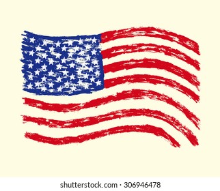 Hand drawn grunge USA flag.