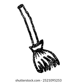 Hand drawn grunge witch broom