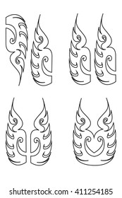 Hand drawn, grungy fire (flame) design elements.