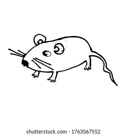 Hand drawn guinea pig. Mouse shape profile. Animal hospital, shelter, shop, hotel. Vector illustration