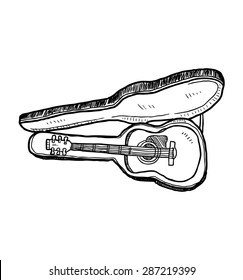 hand drawn guitar with case