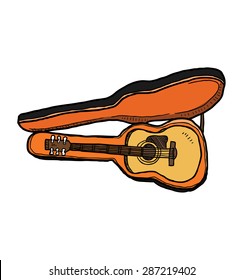 hand drawn guitar with case