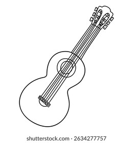 Hand drawn guitar. Musical instrument. Vector doodle illustration isolated on white background