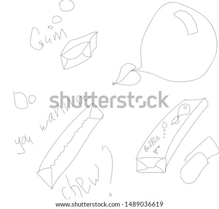 hand drawn gum icon set 