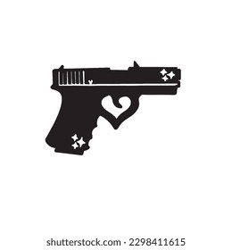 Hand drawn gun isolated on white background,vector illustration eps10