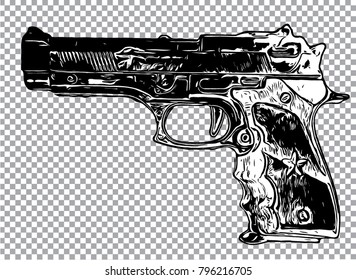 Hand  drawn gun, Vector Illustration. EPS8
